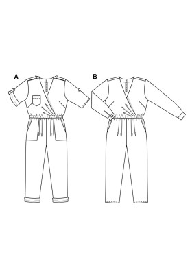 Pattern Viscose overalls with a smell on the bodice (Burda 1/2018, pattern number 6444 B)