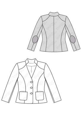 Pattern Jacket of a fitted silhouette with a stand-up collar (Burda 2/2017, pattern number 6464 B)