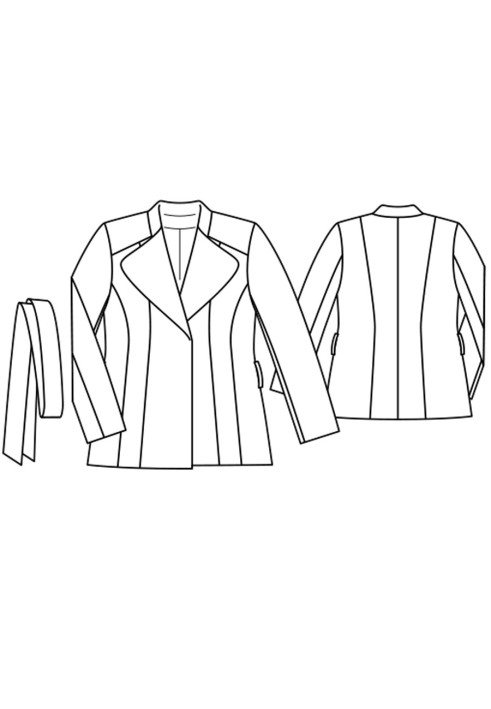 Pattern Jacket of a fitted silhouette with a stand-up collar (Burda. Fashion Plus 2/2016, pattern number 403)