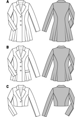 Pattern Single-breasted coat with a flared silhouette (Burda 1/2014, pattern number 6921 A)