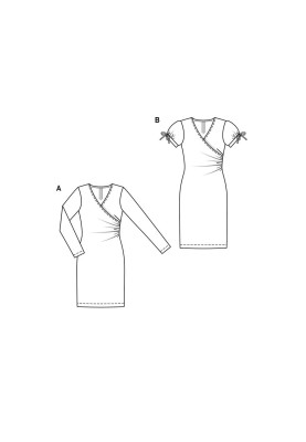 Pattern Dress with lantern sleeves and drapery in the side seam (Burda 1/2020, pattern number 6211 B)