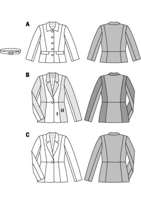 Pattern Cut-off jacket of a fitted silhouette (Burda 1/2014, pattern number 6953 A)