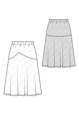 Pattern Skirt of a flared silhouette on a shaped yoke (Burda 2/2017, pattern number 6468 B)