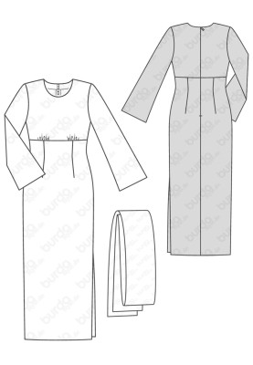 Pattern Empire maxi dress with wide sleeves (Burda 2/2018, pattern no. 6365 B)