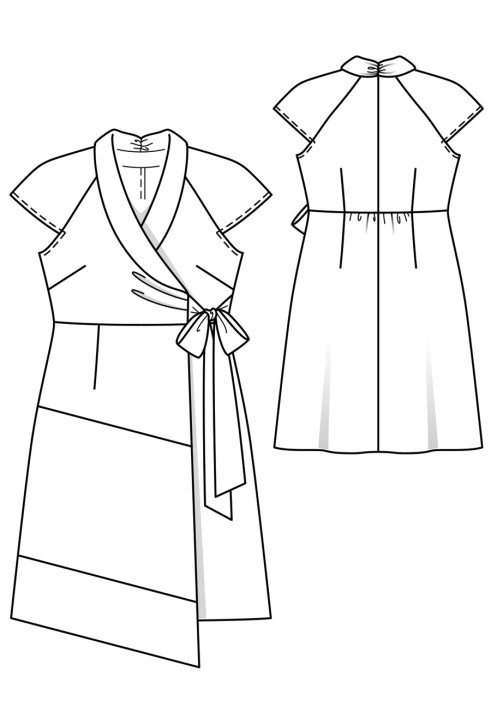 Pattern Dress of an asymmetrical cut with a shawl collar (Burda 5/2018, pattern number 124)