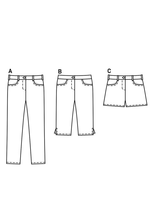 Выкройка Брюки капри с разрезами в боковых швах (Burda 1/2017, № выкройки 9368 B)