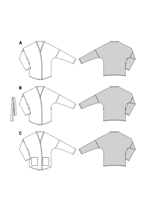 Викрійка Кардиган зі скошеними пілочками (Burda 2/2020, № викрійки 6153 B)