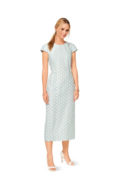 Midi length sheath dress pattern (Burda 1/2017, pattern number 6510 B)