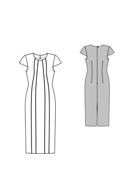 Midi length sheath dress pattern (Burda 1/2017, pattern number 6510 B)