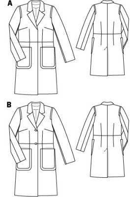 Викрійка Пальто відрізне однобортне (Burda 3/2011, № викрійки 123 B)