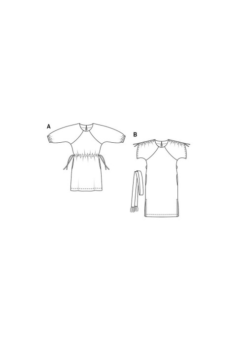 Pattern Dress with drawstrings in the shoulder seams (Burda 1/2020, pattern number 6206 B)