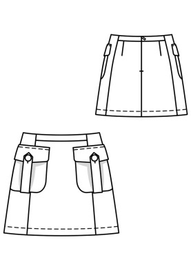 Выкройка Юбка А-силуэта с накладными карманами (Burda 8/2018, № выкройки 104)