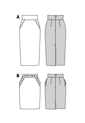 Выкройка Юбка меди узкого кроя (Burda 2/2018, № выкройки 6370 A)