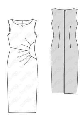 Pattern Draped Midi Sheath Dress (Burda 2/2016, pattern no. 6563 B)