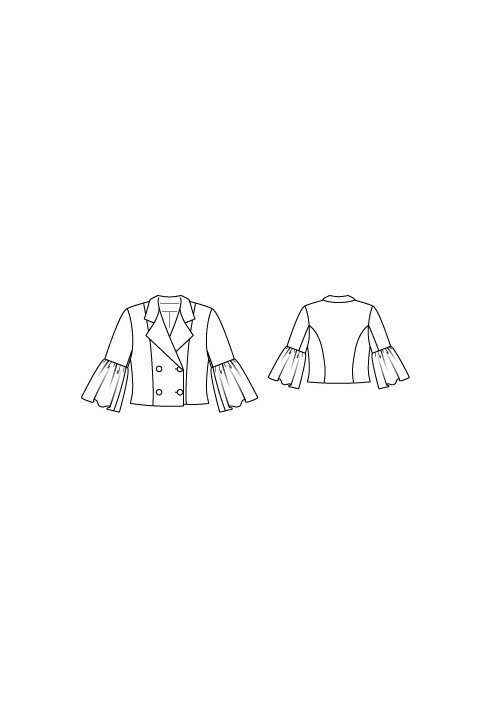 Pattern Short double-breasted jacket with frills on the sleeves (Burda 12/2012, pattern number 101)