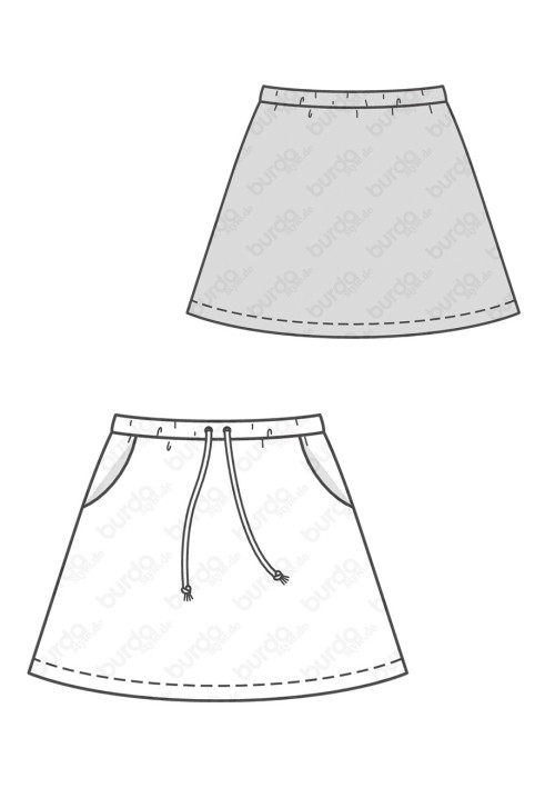 Pattern Knitted mini skirt with drawstring (Burda 1/2018, pattern number 6410 A)