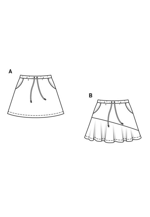 Выкройка Юбка мини трикотажная на кулиске (Burda 1/2018, № выкройки 6410 A)
