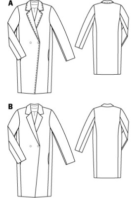 Pattern Double-breasted coat with button fastening (Burda 8/2012, pattern number 101 B)