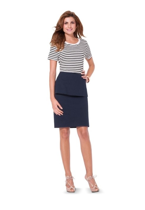 Pattern Straight cut skirt with basque (Burda 1/2014, pattern number 6955 B)