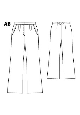 Pattern of flared marlene pants (Burda 10/2012, pattern number 139 B)