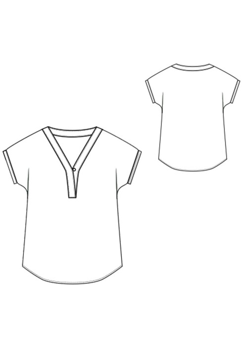 Pattern Blouse of a simple cut with a V-neckline (I love to sew 1/2019, pattern number 110)