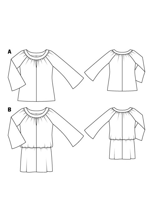 Выкройка Туника с расклешенными рукавами реглан (Burda 12/2011, № выкройки 132 A)