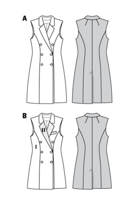 Pattern Vest long fitted silhouette (Burda 2/2018, pattern number 6380 A)