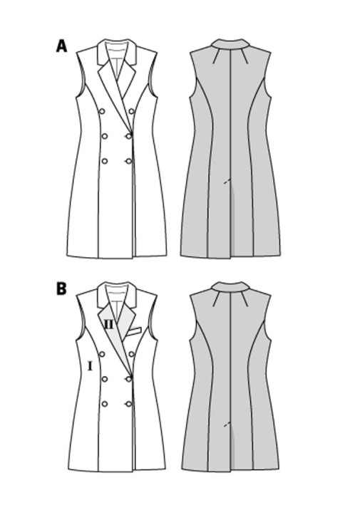 Pattern Vest long fitted silhouette (Burda 2/2018, pattern number 6380 A)