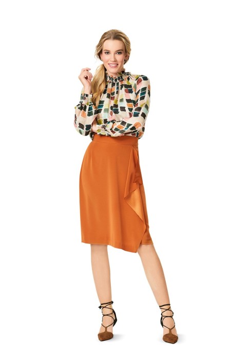 Pattern Straight cut skirt with flounce and scent effect (Burda 2/2016, pattern no. 6571 B)