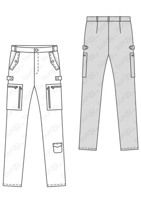 Pattern Cargo trousers with a narrow cut (Burda 2/2016, pattern number 6603 A)