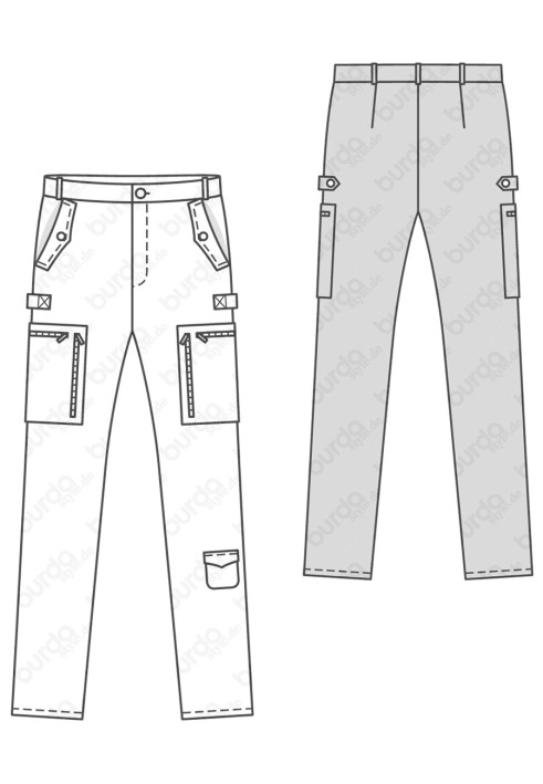 Pattern Cargo trousers with a narrow cut (Burda 2/2016, pattern number 6603 A)