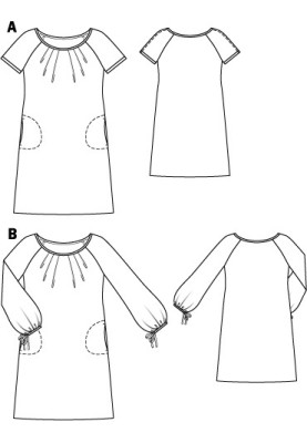 Выкройка Платье батистовое с длинными пышными рукавами реглан (Burda 4/2011, № выкройки 135 B)
