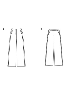Выкройка Брюки широкого кроя в стиле Марлен Дитрих (Burda 2/2017, № выкройки 6470 A)