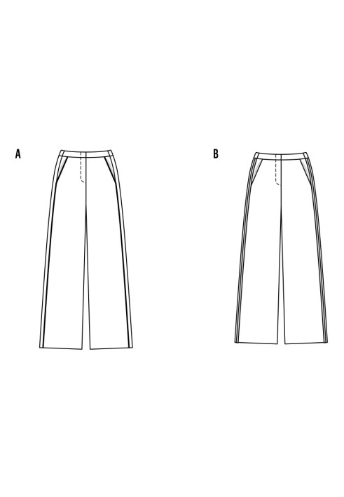 Выкройка Брюки широкого кроя в стиле Марлен Дитрих (Burda 2/2017, № выкройки 6470 A)