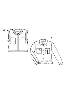 Выкройка Жакет короткий в стиле милитари (Burda 1/2018, № выкройки 6407 B)