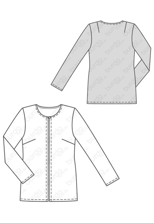 Pattern Straight-cut satin jacket (Burda 2/2016, pattern number 6610 A)