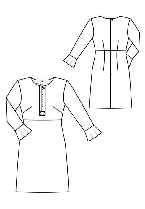 Pattern Empire-style knitted dress with ruffles on the sleeves (Burda 2/2020, pattern number 109)