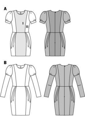 Выкройка Платье с юбкой-тюльпаном (Burda 2/2014, № выкройки 6852 B)