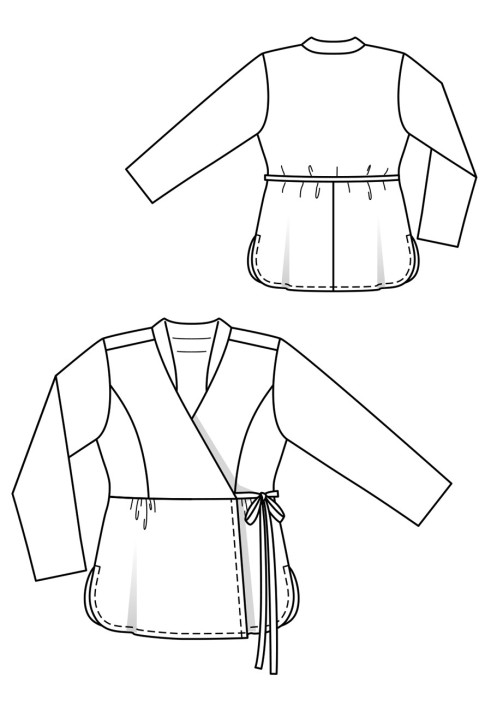 Выкройка Блуза шелковая с запахом и баской (Burda 10/2018, № выкройки 126)
