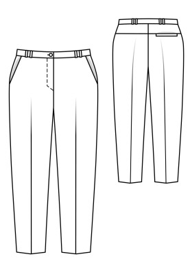 Pattern Pants of a classic cut on a narrow waist (Burda. Fashion Plus 2/2019, pattern number 411)