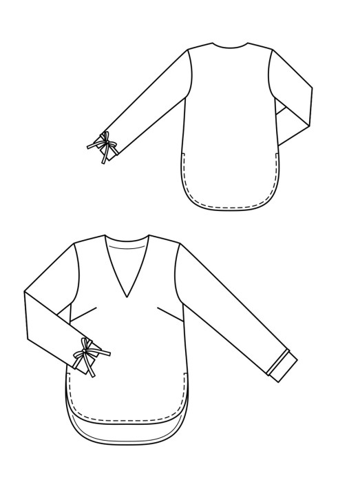 Викрійка Туніка шовкова прямого крою із зав’язками на рукавах (Burda 8/2020, № викрійки 109 B)