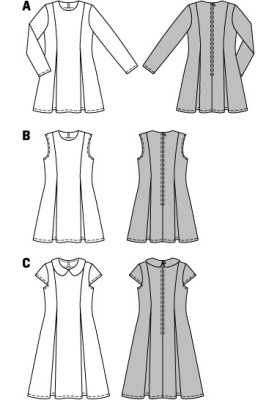 Выкройка Платье приталенного силуэта со встречными складками (Burda 2/2014, № выкройки 9431 A)