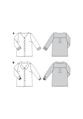 Pattern Blouse-shirt with turn-down collar (Burda 2/2020, pattern number 6198 B)