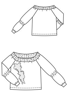 Pattern Raglan pullover with appliqué (Burda 5/2019, pattern number 119)