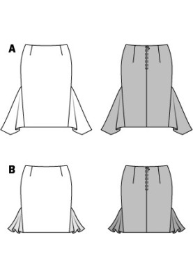 Выкройка Юбка комбинированная с клиньями годе (Burda 2/2015, № выкройки 6734 B)