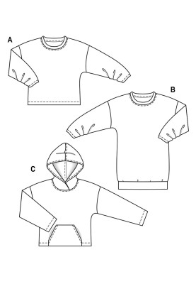 Викрійка Пуловер з оригінальними складками на рукавах (Burda 2/2019, № викрійки 6296 A)