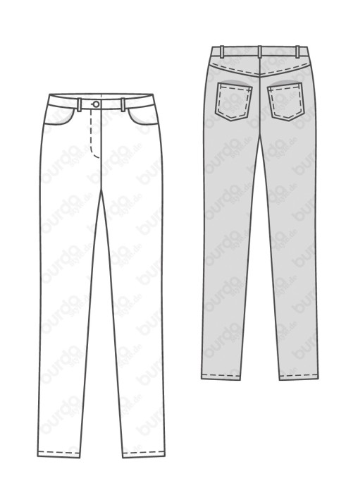 Pattern Pants narrow in the style of classic jeans (Burda 1/2017, pattern number 6534 A)