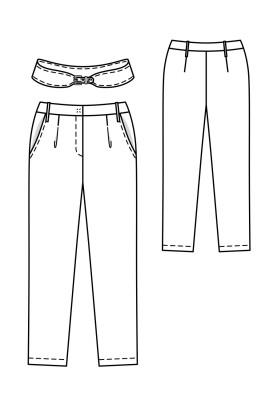 Pattern Pants of a tapered cut with a belt (Burda 3/2019, pattern number 105)