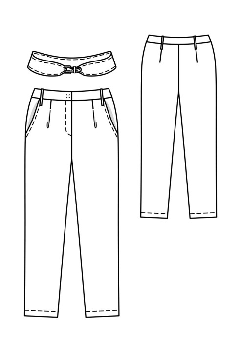 Pattern Pants of a tapered cut with a belt (Burda 3/2019, pattern number 105)