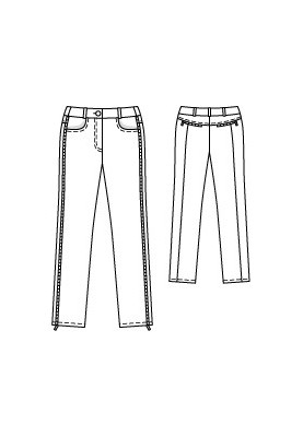 Pattern Narrow pants with zippers in relief seams (Burda 7/2010, pattern number 104)